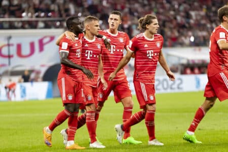 Les joueurs du Bayern Munich contre Leipzig lors de la Supercoupe d'Allemagne.