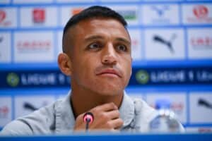 Alexis Sanchez lors de sa présentation à l'OM.