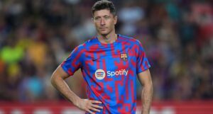 Robert Lewandowski avant un match avec le FC Barcelone.