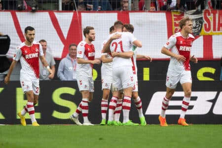 Les joueurs du FC Cologne lors d'un match de Bundesliga.
