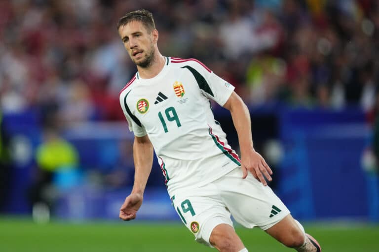 Barnabas Varga a été évacué sur civière lors du match entre l'Ecosse et la Hongrie.